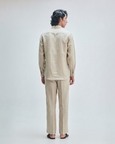 Undyed Linen Men's Band Collar Shirt