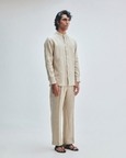 Undyed Linen Men's Band Collar Shirt
