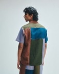 Patchwork Linen Men's Camp Collar Shirt