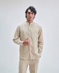 Undyed Linen Men's Straight Pleated Pants