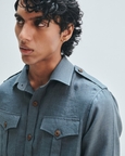 Slate Linen Men's Safari Overshirt Set