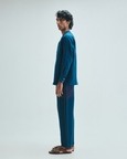 Indigo Linen Men's Side Placket Shirt