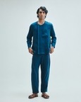 Indigo Linen Men's Side Placket Shirt