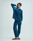Indigo Linen Men's Side Placket Shirt