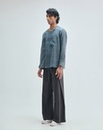 Slate Linen Men's Side Placket Shirt