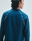 Indigo Linen Embroidered Men's Raglan Shirt