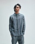 Slate Linen Embroidered Men's Raglan Shirt