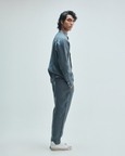 Slate Linen Embroidered Men's Tapered Lounge Pants