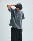 Slate Linen Men's Half Sleeves Panelled Shirt Kurta