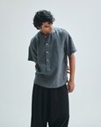 Slate Linen Men's Half Sleeves Panelled Shirt Kurta