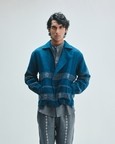 Indigo Linen Kantha Flap Collar Jacket