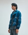 Indigo Linen Kantha Flap Collar Jacket