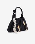 Tina Baguette Mini Ruched Charms Black