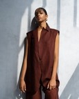 Merlot Vest With Organza Pants