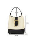 Favori Sylvia - Leather Bucket Bag in Ivory & Black