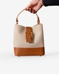 Favori Sylvia - Leather Bucket Bag in Ivory & Tan