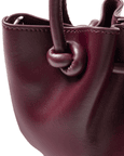 Favori Corda- Genuine Leather Handbag With Knotted Handle in Wine Red