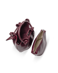 Favori Corda- Genuine Leather Handbag With Knotted Handle in Wine Red