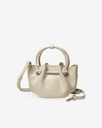 Favori Corda- Genuine Leather Handbag With Knotted Handle in Ivory