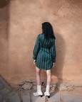 Wrap Shirt Double Layer Dress - Striped