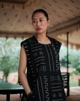 Nara Gathered Dress - Black Mud Print