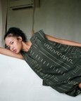 Nara Gathered Dress - Green Mud Print