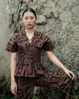 Meknes Kimono Top - Brown Tribal Print