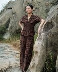 Meknes Kimono Top - Brown Tribal Print