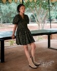 Meknes Kimono Dress - Green Tribal Print