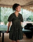 Meknes Kimono Dress - Green Tribal Print