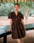 Meknes Kimono Dress - Brown Tribal Print