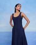 Neel Linen Denim Panelled Dress
