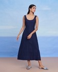 Neel Linen Denim Panelled Dress