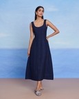Neel Linen Denim Panelled Dress