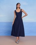 Neel Linen Denim Panelled Dress
