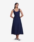 Neel Linen Denim Panelled Dress