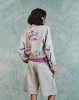 Embroidered Cropped Bomber Jacket