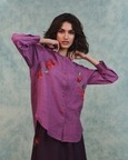 Embroidered Round Hem Linen Shirt