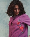 Embroidered Round Hem Linen Shirt