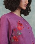 Embroidered Round Hem Linen Shirt