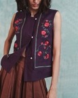 Embroidered Double Panel Linen Waistcoat