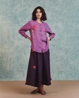 Embroidered Shirt Flared Skirt Set