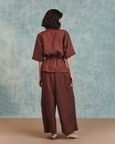 Drawstring Shirt Tuck Pants Set
