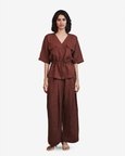 Drawstring Shirt Tuck Pants Set
