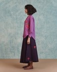 Embroidered Flared Linen Skirt