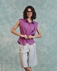 Sleeveless Double Placket Linen Top