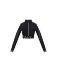 Embroidered Cropped Biker Jacket