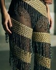Handwoven Spiral Trousers With Fringes