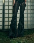 Metallic Sheer Boot-Cut Trousers