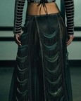 Sheer Panelled Fringe Skirt